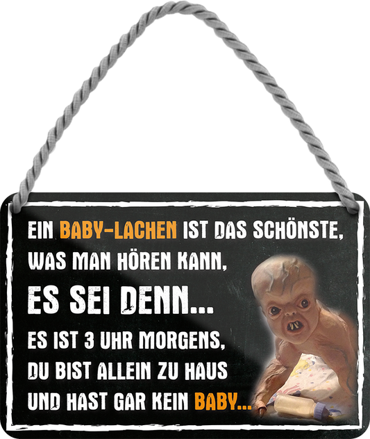 4252024243017	Schilderstore24 	 ''Ein Baby Lachen ist das schönste (Blick rechts)'' Schilderstore24 Blechschilder sind perfekt als Geschenk zu Weihnachten, Geburtstage, Feiern, Partys, Grillabende, Namenstag, Feiertag, Mädelsabend, Hochzeit. Jederzeit stilvoll im Wohnzimmer, Partykeller, Garage, Praxis, Büro, Café, Hauseingang Halloween Gespenst Monster Mörder Grusel angst knochen skellet horror kultur