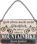 4252024242881	Schilderstore24 	 ''Geld allein macht nicht glücklich Mountainbike (ohne fahrer)'' Schilderstore24 Blechschilder sind perfekt als Geschenk zu Weihnachten, Geburtstage, Feiern, Partys, Grillabende, Namenstag, Feiertag, Mädelsabend, Hochzeit. Jederzeit stilvoll im Wohnzimmer, Partykeller, Garage, Praxis, Büro, Café, Hauseingang Fahrrad Rad Bike Tour Radeln Downhill Radtour zweirad reifen ausflug freizeit