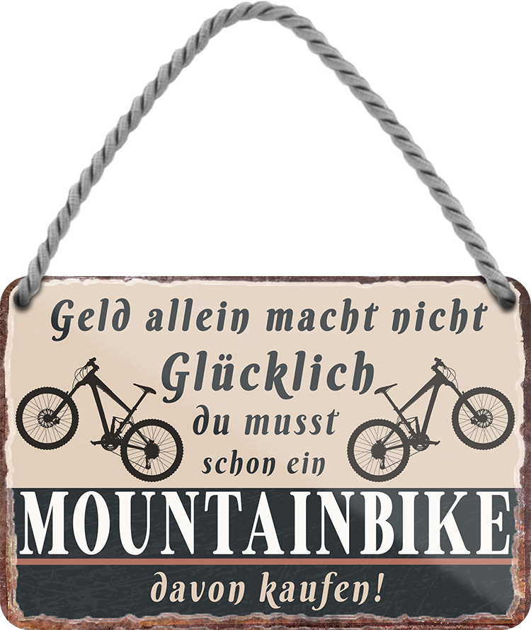 4252024242881	Schilderstore24 	 ''Geld allein macht nicht glücklich Mountainbike (ohne fahrer)'' Schilderstore24 Blechschilder sind perfekt als Geschenk zu Weihnachten, Geburtstage, Feiern, Partys, Grillabende, Namenstag, Feiertag, Mädelsabend, Hochzeit. Jederzeit stilvoll im Wohnzimmer, Partykeller, Garage, Praxis, Büro, Café, Hauseingang Fahrrad Rad Bike Tour Radeln Downhill Radtour zweirad reifen ausflug freizeit