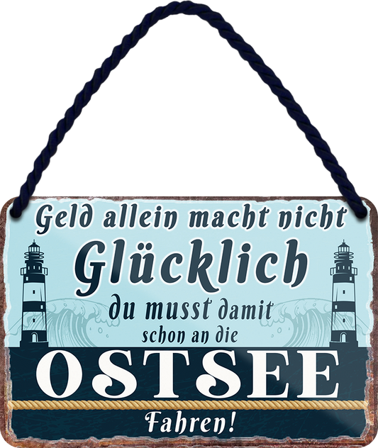 4252024243161	Schilderstore24 	 ''Geld allein macht nicht glücklich Ostsee (leuchtturm)'' Schilderstore24 Blechschilder sind perfekt als Geschenk zu Weihnachten, Geburtstage, Feiern, Partys, Grillabende, Namenstag, Feiertag, Mädelsabend, Hochzeit. Jederzeit stilvoll im Wohnzimmer, Partykeller, Garage, Praxis, Büro, Café, Hauseingang Meer Urlaub Sommer Sandstrand meer wasser strand sand urlaub ferien