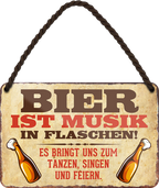 4252024248265	Schilderstore24 	 ''Bier ist Musik in Flaschen'' Schilderstore24 Blechschilder sind perfekt als Geschenk zu Weihnachten, Geburtstage, Feiern, Partys, Grillabende, Namenstag, Feiertag, Mädelsabend, Hochzeit. Jederzeit stilvoll im Wohnzimmer, Partykeller, Garage, Praxis, Büro, Café, Hauseingang Alkohol Kasten Bier Saufen Getränk Bier Alkohol schaumkrone promille hopfen