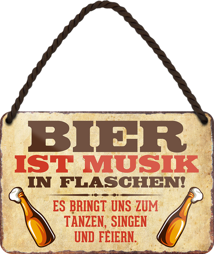 4252024248265	Schilderstore24 	 ''Bier ist Musik in Flaschen'' Schilderstore24 Blechschilder sind perfekt als Geschenk zu Weihnachten, Geburtstage, Feiern, Partys, Grillabende, Namenstag, Feiertag, Mädelsabend, Hochzeit. Jederzeit stilvoll im Wohnzimmer, Partykeller, Garage, Praxis, Büro, Café, Hauseingang Alkohol Kasten Bier Saufen Getränk Bier Alkohol schaumkrone promille hopfen