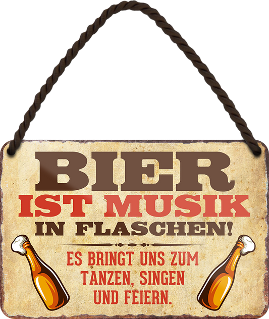 4252024248265	Schilderstore24 	 ''Bier ist Musik in Flaschen'' Schilderstore24 Blechschilder sind perfekt als Geschenk zu Weihnachten, Geburtstage, Feiern, Partys, Grillabende, Namenstag, Feiertag, Mädelsabend, Hochzeit. Jederzeit stilvoll im Wohnzimmer, Partykeller, Garage, Praxis, Büro, Café, Hauseingang Alkohol Kasten Bier Saufen Getränk Bier Alkohol schaumkrone promille hopfen