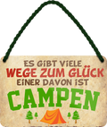 4252024248319		 ''Es gibt viele Wege zum Glück Campen'' Schilderstore24 Blechschilder sind perfekt als Geschenk zu Weihnachten, Geburtstage, Feiern, Partys, Grillabende, Namenstag, Feiertag, Mädelsabend, Hochzeit. Jederzeit stilvoll im Wohnzimmer, Partykeller, Garage, Praxis, Büro, Café, Hauseingang Camping Natur Wald Freiheit wandern campen outdoor natur roadtripp