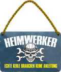 4252024248432		 ''Heimwerker. Echte Kerle keine Anleitung'' Schilderstore24 Blechschilder sind perfekt als Geschenk zu Weihnachten, Geburtstage, Feiern, Partys, Grillabende, Namenstag, Feiertag, Mädelsabend, Hochzeit. Jederzeit stilvoll im Wohnzimmer, Partykeller, Garage, Praxis, Büro,Architekt Hauseingang Handwerk Baustelle Arbeit Bau werkeln baustelle handwerker bauarbeiter
