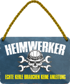 4252024248432		 ''Heimwerker. Echte Kerle keine Anleitung'' Schilderstore24 Blechschilder sind perfekt als Geschenk zu Weihnachten, Geburtstage, Feiern, Partys, Grillabende, Namenstag, Feiertag, Mädelsabend, Hochzeit. Jederzeit stilvoll im Wohnzimmer, Partykeller, Garage, Praxis, Büro,Architekt Hauseingang Handwerk Baustelle Arbeit Bau werkeln baustelle handwerker bauarbeiter