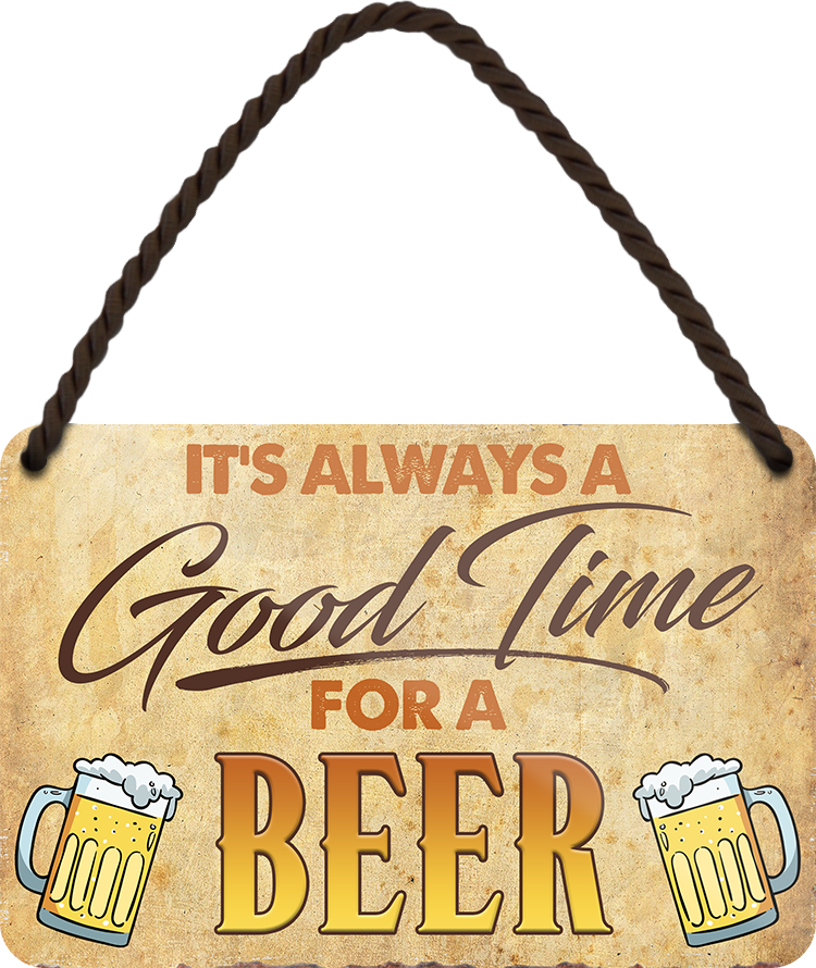 4252024250879		 ''Good time for Beer'' Schilderstore24 Blechschilder sind perfekt als Geschenk zu Weihnachten, Geburtstage, Feiern, Partys, Grillabende, Namenstag, Feiertag, Mädelsabend, Hochzeit. Jederzeit stilvoll im Wohnzimmer, Partykeller, Garage, Praxis, Büro, Café, Hauseingang Alkohol Kasten Bier Saufen Getränk Bier Alkohol schaumkrone promille hopfen