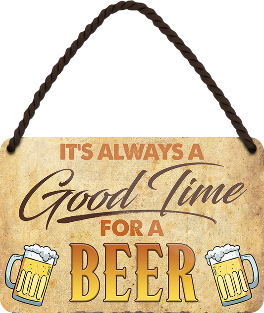 4252024250879		 ''Good time for Beer'' Schilderstore24 Blechschilder sind perfekt als Geschenk zu Weihnachten, Geburtstage, Feiern, Partys, Grillabende, Namenstag, Feiertag, Mädelsabend, Hochzeit. Jederzeit stilvoll im Wohnzimmer, Partykeller, Garage, Praxis, Büro, Café, Hauseingang Alkohol Kasten Bier Saufen Getränk Bier Alkohol schaumkrone promille hopfen