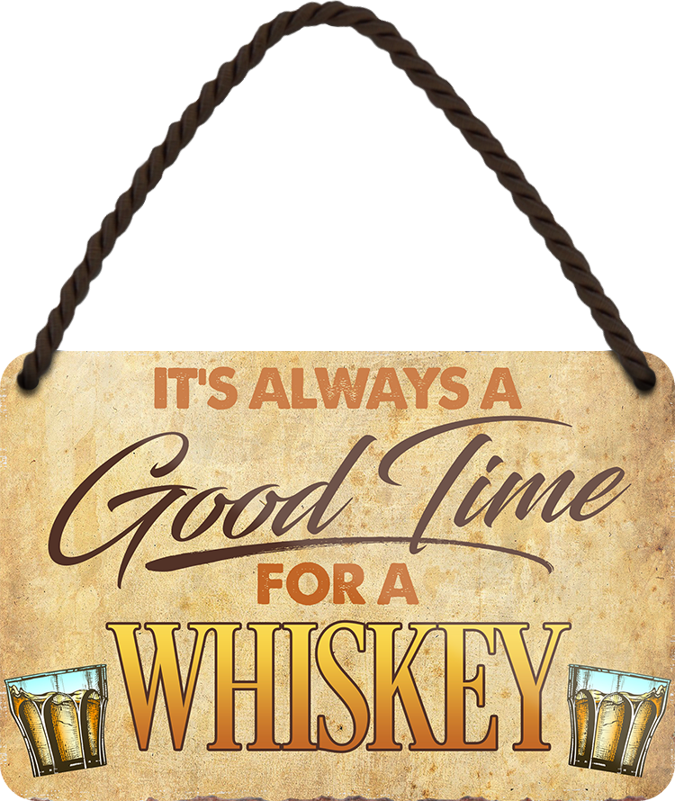 4252024250824		 ''Good time for Whiskey'' Schilderstore24 Blechschilder sind perfekt als Geschenk zu Weihnachten, Geburtstage, Feiern, Partys, Grillabende, Namenstag, Feiertag, Mädelsabend, Hochzeit. Jederzeit stilvoll im Wohnzimmer, Partykeller, Garage, Praxis, Büro, Café, Hauseingang Alkohol Cocktail Bier Sekt Getränk Bier Alkohol schnaps promille tequila   