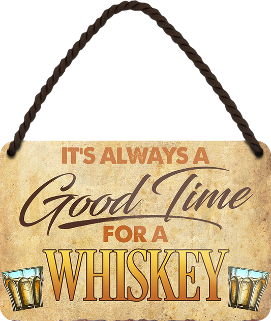 4252024250824		 ''Good time for Whiskey'' Schilderstore24 Blechschilder sind perfekt als Geschenk zu Weihnachten, Geburtstage, Feiern, Partys, Grillabende, Namenstag, Feiertag, Mädelsabend, Hochzeit. Jederzeit stilvoll im Wohnzimmer, Partykeller, Garage, Praxis, Büro, Café, Hauseingang Alkohol Cocktail Bier Sekt Getränk Bier Alkohol schnaps promille tequila   