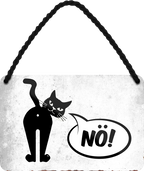 4252024251098		 ''NÖ (Katze)'' Schilderstore24 Blechschilder sind perfekt als Geschenk zu Weihnachten, Geburtstage, Feiern, Partys, Grillabende, Namenstag, Feiertag, Mädelsabend, Hochzeit Wohnzimmer, Partykeller, Garage, Praxis, Büro, Café, Hauseingang Haustier Tier Freund knuddelig Zuhause Katze Hund Hamster Meerschwein haustiere