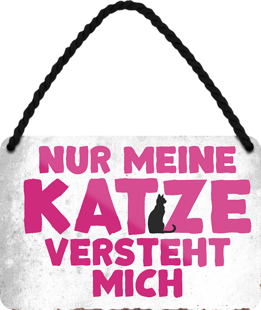 4252024251104		 ''Nur meine Katze versteht mich'' Schilderstore24 Blechschilder sind perfekt als Geschenk zu Weihnachten, Geburtstage, Feiern, Partys, Grillabende, Namenstag, Feiertag, Mädelsabend, Hochzeit Wohnzimmer, Partykeller, Garage, Praxis, Büro, Café, Hauseingang Haustier Tier Freund knuddelig Zuhause Katze Hund Hamster Meerschwein haustiere