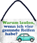 4252024250794		 ''Warum laufen wenn ich vier gesunde Reifen habe'' Schilderstore24 Blechschilder sind perfekt als Geschenk zu Weihnachten, Geburtstage, Feiern, Partys, Grillabende, Namenstag, Feiertag, Mädelsabend, Hochzeit. Jederzeit stilvoll im Wohnzimmer, Partykeller, Garage, Praxis, Büro, Café, Hauseingang Sarkasmus Ironie Funny Schwarzer Humor faul dumm fun rente lästern teufel
