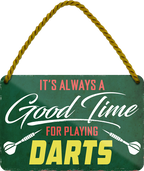 4252024250923		 ''Good time for Darts'' Schilderstore24 Blechschilder sind perfekt als Geschenk zu Weihnachten, Geburtstage, Feiern, Partys, Grillabende, Namenstag, Feiertag, Mädelsabend, Hochzeit. Jederzeit stilvoll im Wohnzimmer, Partykeller, Garage, Praxis, Büro, Café, Hauseingang Dart Kneipe Hobby Dartscheibe Pfeil dartgame Pfeil dartgame freizeit sport aktivitäten