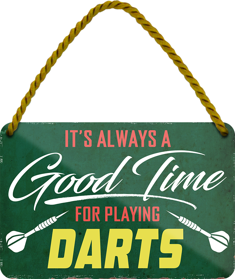 4252024250923		 ''Good time for Darts'' Schilderstore24 Blechschilder sind perfekt als Geschenk zu Weihnachten, Geburtstage, Feiern, Partys, Grillabende, Namenstag, Feiertag, Mädelsabend, Hochzeit. Jederzeit stilvoll im Wohnzimmer, Partykeller, Garage, Praxis, Büro, Café, Hauseingang Dart Kneipe Hobby Dartscheibe Pfeil dartgame Pfeil dartgame freizeit sport aktivitäten