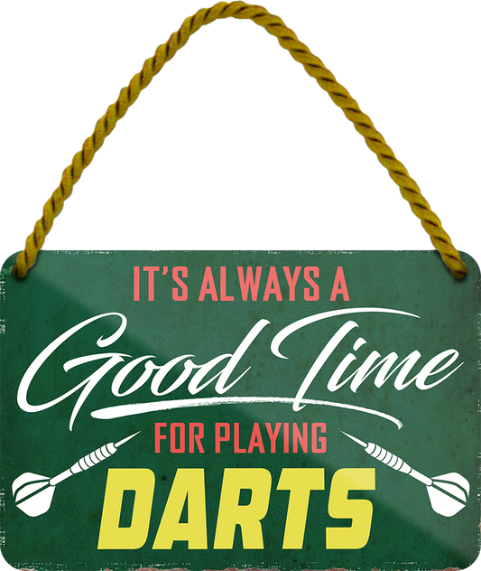 4252024250923		 ''Good time for Darts'' Schilderstore24 Blechschilder sind perfekt als Geschenk zu Weihnachten, Geburtstage, Feiern, Partys, Grillabende, Namenstag, Feiertag, Mädelsabend, Hochzeit. Jederzeit stilvoll im Wohnzimmer, Partykeller, Garage, Praxis, Büro, Café, Hauseingang Dart Kneipe Hobby Dartscheibe Pfeil dartgame Pfeil dartgame freizeit sport aktivitäten