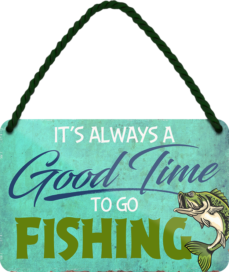 4252024250855		 ''Good time for Fishing'' Schilderstore24 Blechschilder sind perfekt als Geschenk zu Weihnachten, Geburtstage, Feiern, Partys, Grillabende, Namenstag, Feiertag, Mädelsabend, Hochzeit. Jederzeit stilvoll im Wohnzimmer, Partykeller, Garage, Praxis, Büro, Café, Hauseingang Angeln Fischen Meerestier Bootsausflug see meer fisch wasser angeln fischen