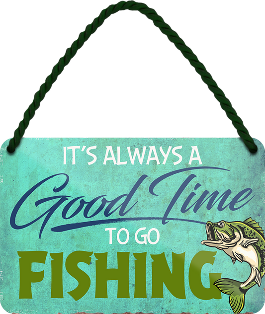 4252024250855		 ''Good time for Fishing'' Schilderstore24 Blechschilder sind perfekt als Geschenk zu Weihnachten, Geburtstage, Feiern, Partys, Grillabende, Namenstag, Feiertag, Mädelsabend, Hochzeit. Jederzeit stilvoll im Wohnzimmer, Partykeller, Garage, Praxis, Büro, Café, Hauseingang Angeln Fischen Meerestier Bootsausflug see meer fisch wasser angeln fischen