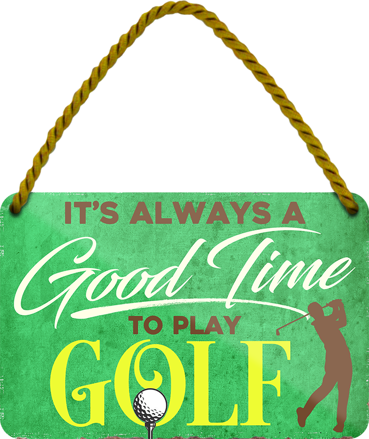 4252024251036		 ''Good time for Golf'' Schilderstore24 Blechschilder sind perfekt als Geschenk zu Weihnachten, Geburtstage, Feiern, Partys, Grillabende, Namenstag, Feiertag, Mädelsabend, Hochzeit. Jederzeit stilvoll im Wohnzimmer, Partykeller, Garage, Praxis, Büro, Café, Hauseingang Freizeit Sport Ballsport Aktivitäten golfplatz caddy kegeln golf hobby