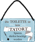 4252024252224		 ''Die Toilette ist keine Tatort''
 Schilderstore24 Blechschilder sind perfekt als Geschenk zu Weihnachten, Geburtstage, Feiern, Partys, Grillabende, Namenstag, Feiertag, Mädelsabend, Hochzeit. Jederzeit stilvoll im Wohnzimmer, Partykeller, Garage, Praxis, Büro, Café, Hauseingang Zuhause WC Open Closed Badezimmer toilette scheißhaus putzen haushalt heim