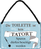 4252024252224		 ''Die Toilette ist keine Tatort''
 Schilderstore24 Blechschilder sind perfekt als Geschenk zu Weihnachten, Geburtstage, Feiern, Partys, Grillabende, Namenstag, Feiertag, Mädelsabend, Hochzeit. Jederzeit stilvoll im Wohnzimmer, Partykeller, Garage, Praxis, Büro, Café, Hauseingang Zuhause WC Open Closed Badezimmer toilette scheißhaus putzen haushalt heim