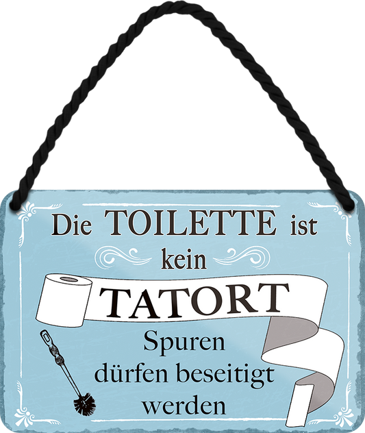 4252024252224		 ''Die Toilette ist keine Tatort''
 Schilderstore24 Blechschilder sind perfekt als Geschenk zu Weihnachten, Geburtstage, Feiern, Partys, Grillabende, Namenstag, Feiertag, Mädelsabend, Hochzeit. Jederzeit stilvoll im Wohnzimmer, Partykeller, Garage, Praxis, Büro, Café, Hauseingang Zuhause WC Open Closed Badezimmer toilette scheißhaus putzen haushalt heim