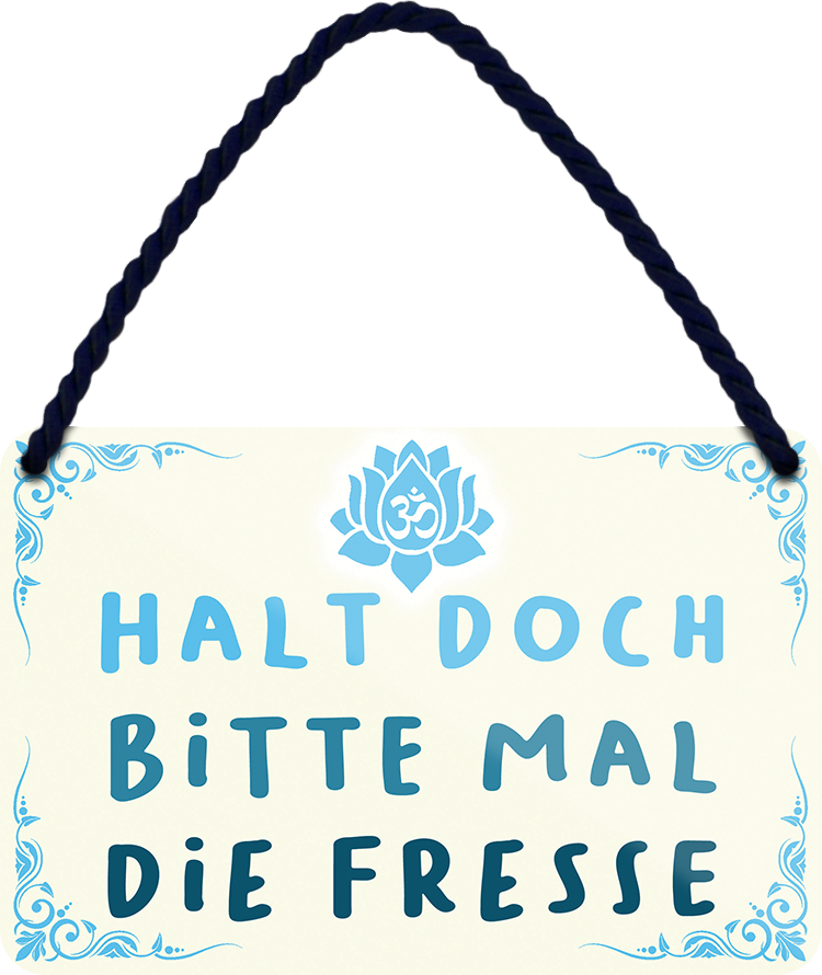 4252024251821		 ''Halt doch bitte mal die Fresse (beige)''
 Schilderstore24 Blechschilder sind perfekt als Geschenk zu Weihnachten, Geburtstage, Feiern, Partys, Grillabende, Namenstag, Feiertag, Mädelsabend, Hochzeit. Jederzeit stilvoll im Wohnzimmer, Partykeller, Garage, Praxis, Büro, Café, Hauseingang Sarkasmus Ironie Funny Schwarzer Humor faul dumm fun rente lästern teufel