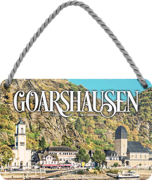 4252024252187		 ''Goarshausen''
 Schilderstore24 Blechschilder sind perfekt als Geschenk zu Weihnachten, Geburtstage, Feiern, Partys, Grillabende, Namenstag, Feiertag, Mädelsabend, Hochzeit. Jederzeit stilvoll im Wohnzimmer, Partykeller, Garage, Praxis, Büro, Café, Hauseingang Landschaften Orte Städte Länder Urlaub See berge burgen schloss tal denkmal freizeit meer