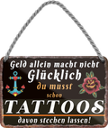 4252024252217		 ''Geld allein macht nicht glücklich Tattoos''
 Schilderstore24 Blechschilder sind perfekt als Geschenk zu Weihnachten, Geburtstage, Feiern, Partys, Grillabende, Namenstag, Feiertag, Mädelsabend, Hochzeit. Jederzeit stilvoll im Wohnzimmer, Partykeller, Garage, Praxis, Büro, Café, Hauseingang Friseur Tattoo Schönheit Haare Haut Barber tattowierer hautschmuck piercing schminke