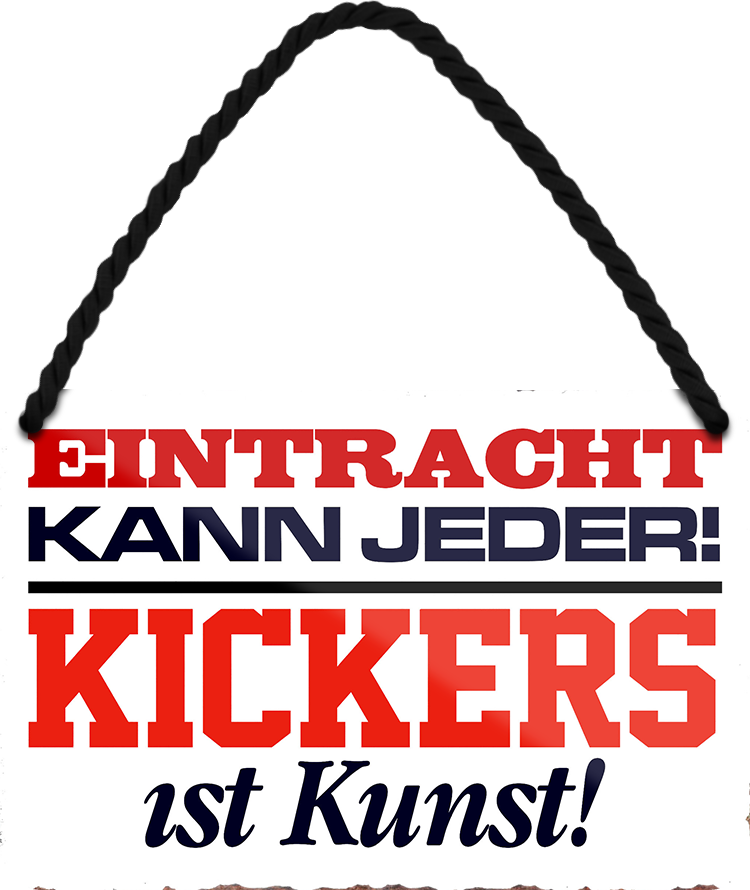 4252024252842		 ''Eintracht kann jeder. Kickers ist Kunst''
 Schilderstore24 Blechschilder sind perfekt als Geschenk zu Weihnachten, Geburtstage, Feiern, Partys, Grillabende, Namenstag, Feiertag, Mädelsabend, Hochzeit. Jederzeit stilvoll im Wohnzimmer, Partykeller, Garage, Praxis, Büro, Café, Hauseingang Fußball Mannschaft Verein Bolzen Ball sport liga kicken stadion freizeit