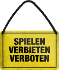 4252024252750		 ''Spielen verbieten verboten'' Schilderstore24 Blechschilder sind perfekt als Geschenk zu Weihnachten, Geburtstage, Feiern, Partys, Grillabende, Namenstag, Feiertag, Mädelsabend, Hochzeit. Jederzeit stilvoll im Wohnzimmer, Partykeller, Garage, Praxis, Büro, Café, Hauseingang Familie Zuhause Eltern Geschwister oma opa familie mama papa geschwister
