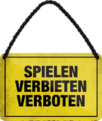 4252024252750		 ''Spielen verbieten verboten'' Schilderstore24 Blechschilder sind perfekt als Geschenk zu Weihnachten, Geburtstage, Feiern, Partys, Grillabende, Namenstag, Feiertag, Mädelsabend, Hochzeit. Jederzeit stilvoll im Wohnzimmer, Partykeller, Garage, Praxis, Büro, Café, Hauseingang Familie Zuhause Eltern Geschwister oma opa familie mama papa geschwister

