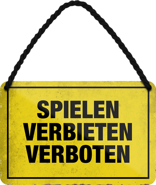 4252024252750		 ''Spielen verbieten verboten'' Schilderstore24 Blechschilder sind perfekt als Geschenk zu Weihnachten, Geburtstage, Feiern, Partys, Grillabende, Namenstag, Feiertag, Mädelsabend, Hochzeit. Jederzeit stilvoll im Wohnzimmer, Partykeller, Garage, Praxis, Büro, Café, Hauseingang Familie Zuhause Eltern Geschwister oma opa familie mama papa geschwister
