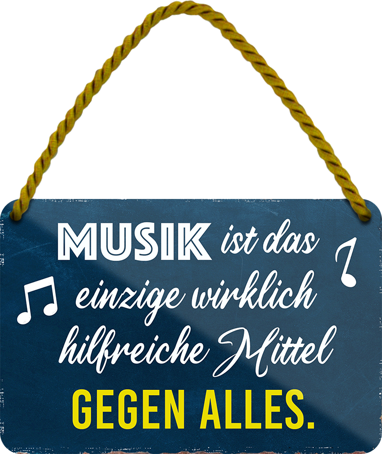 4252024253023		 ''Musik ist das einzig hilfreiche Mittel gegen Alles'' Schilderstore24 Blechschilder sind perfekt als Geschenk zu Weihnachten, Geburtstage, Feiern, Partys, Grillabende, Namenstag, Feiertag, Mädelsabend, Hochzeit. Jederzeit stilvoll im Wohnzimmer, Partykeller, Garage, Praxis, Büro, Café, Hauseingang Musik Metall Rock Pop Klassik singen metall rock lieder melodie instrumente
