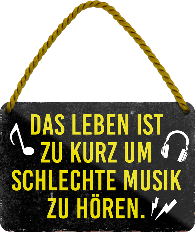 4252024253016		 ''Das Leben ist zu kurz um schlechte Musik zu hören'' Schilderstore24 Blechschilder sind perfekt als Geschenk zu Weihnachten, Geburtstage, Feiern, Partys, Grillabende, Namenstag, Feiertag, Mädelsabend, Hochzeit. Jederzeit stilvoll im Wohnzimmer, Partykeller, Garage, Praxis, Büro, Café, Hauseingang Musik Metall Rock Pop Klassik singen metall rock lieder melodie instrumente
