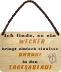 4252024252682		 ''Ich finde, so ein Wecker bringt Unruhe'' Schilderstore24 Blechschilder sind perfekt als Geschenk zu Weihnachten, Geburtstage, Feiern, Partys, Grillabende, Namenstag, Feiertag, Mädelsabend, Hochzeit. Jederzeit stilvoll im Wohnzimmer, Partykeller, Garage, Praxis, Büro, Café, Hauseingang Büro Chef Angestellter Arbeit Job Arbeitsplatz Alltag Beruf Ausbildung
