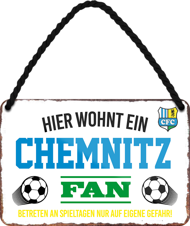 4252024252811		 ''Chemnitz Fan''
Schilderstore24 Blechschilder sind perfekt als Geschenk zu Weihnachten, Geburtstage, Feiern, Partys, Grillabende, Namenstag, Feiertag, Mädelsabend, Hochzeit. Jederzeit stilvoll im Wohnzimmer, Partykeller, Garage, Praxis, Büro, Café, Hauseingang Fußball Mannschaft Verein Bolzen Ball sport liga kicken stadion freizeit