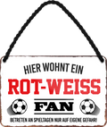 4252024252880		 ''Rot-Weiss Fan'' Schilderstore24 Blechschilder sind perfekt als Geschenk zu Weihnachten, Geburtstage, Feiern, Partys, Grillabende, Namenstag, Feiertag, Mädelsabend, Hochzeit. Jederzeit stilvoll im Wohnzimmer, Partykeller, Garage, Praxis, Büro, Café, Hauseingang Fußball Mannschaft Verein Bolzen Ball sport liga kicken stadion freizeit
