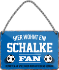4252024252897		 ''Schalke Fan Blau''
 Schilderstore24 Blechschilder sind perfekt als Geschenk zu Weihnachten, Geburtstage, Feiern, Partys, Grillabende, Namenstag, Feiertag, Mädelsabend, Hochzeit. Jederzeit stilvoll im Wohnzimmer, Partykeller, Garage, Praxis, Büro, Café, Hauseingang Fußball Mannschaft Verein Bolzen Ball sport liga kicken stadion freizeit