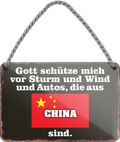 4252024256017		 ''Gott schütze vor Autos aus China''
Schilderstore24 Blechschilder sind perfekt als Geschenk zu Weihnachten, Geburtstage, Feiern, Partys, Grillabende, Namenstag, Feiertag, Mädelsabend, Hochzeit. Jederzeit stilvoll im Wohnzimmer, Partykeller, Garage, Praxis, Büro, route, highway Mechaniker Auto Motorrad Werkstatt auto lkw brummi tüfteln schrauber