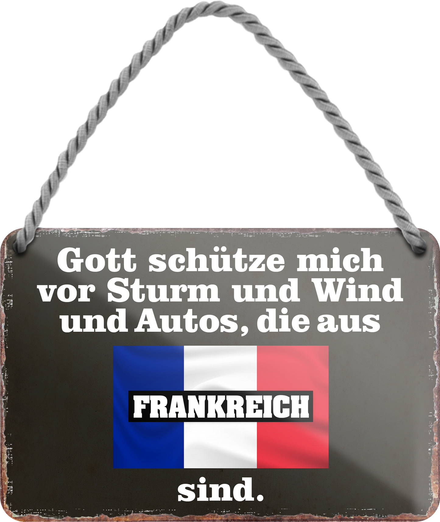 4252024256031		 ''Gott schütze vor Autos aus Frankreich''
Schilderstore24 Blechschilder sind perfekt als Geschenk zu Weihnachten, Geburtstage, Feiern, Partys, Grillabende, Namenstag, Feiertag, Mädelsabend, Hochzeit. Jederzeit stilvoll im Wohnzimmer, Partykeller, Garage, Praxis, Büro, route, highway Mechaniker Auto Motorrad Werkstatt auto lkw brummi tüfteln schrauber