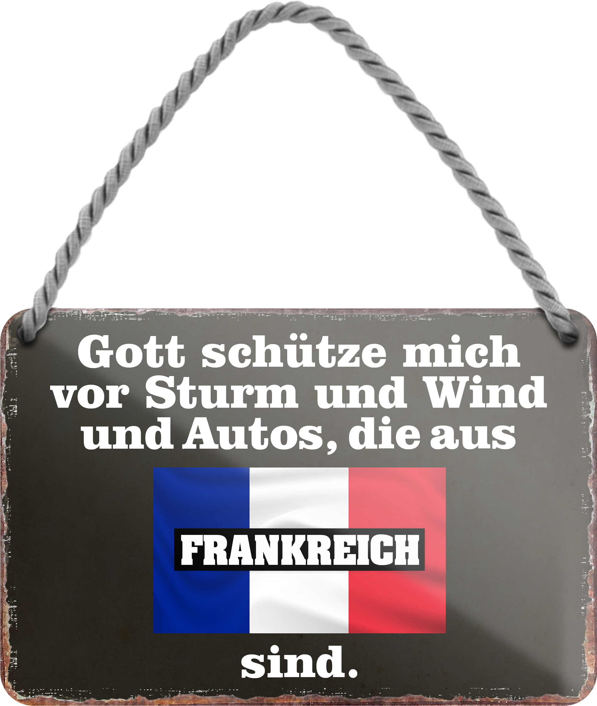 4252024256031		 ''Gott schütze vor Autos aus Frankreich''
Schilderstore24 Blechschilder sind perfekt als Geschenk zu Weihnachten, Geburtstage, Feiern, Partys, Grillabende, Namenstag, Feiertag, Mädelsabend, Hochzeit. Jederzeit stilvoll im Wohnzimmer, Partykeller, Garage, Praxis, Büro, route, highway Mechaniker Auto Motorrad Werkstatt auto lkw brummi tüfteln schrauber