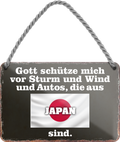 4252024256055		 ''Gott schütze vor Autos aus Japan''
Schilderstore24 Blechschilder sind perfekt als Geschenk zu Weihnachten, Geburtstage, Feiern, Partys, Grillabende, Namenstag, Feiertag, Mädelsabend, Hochzeit. Jederzeit stilvoll im Wohnzimmer, Partykeller, Garage, Praxis, Büro, route, highway Mechaniker Auto Motorrad Werkstatt auto lkw brummi tüfteln schrauber