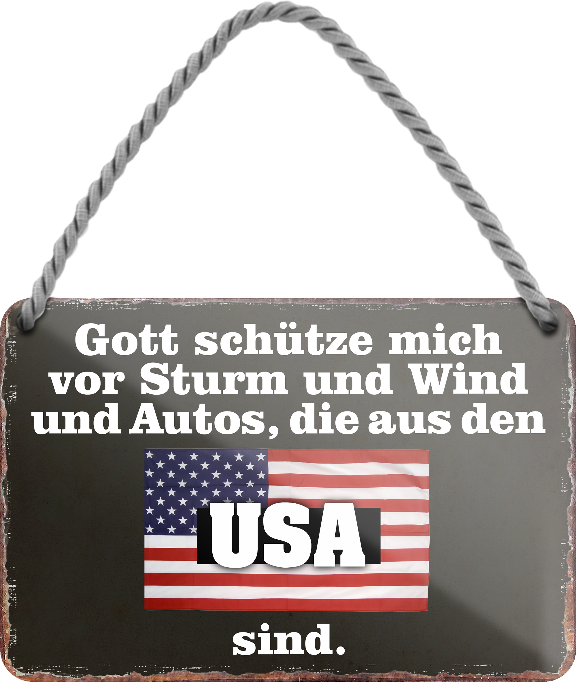 4252024256086		 ''Gott schütze vor Autos aus USA''
Schilderstore24 Blechschilder sind perfekt als Geschenk zu Weihnachten, Geburtstage, Feiern, Partys, Grillabende, Namenstag, Feiertag, Mädelsabend, Hochzeit. Jederzeit stilvoll im Wohnzimmer, Partykeller, Garage, Praxis, Büro, route, highway Mechaniker Auto Motorrad Werkstatt auto lkw brummi tüfteln schrauber