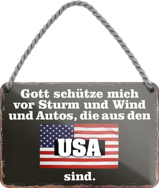 4252024256086		 ''Gott schütze vor Autos aus USA''
Schilderstore24 Blechschilder sind perfekt als Geschenk zu Weihnachten, Geburtstage, Feiern, Partys, Grillabende, Namenstag, Feiertag, Mädelsabend, Hochzeit. Jederzeit stilvoll im Wohnzimmer, Partykeller, Garage, Praxis, Büro, route, highway Mechaniker Auto Motorrad Werkstatt auto lkw brummi tüfteln schrauber