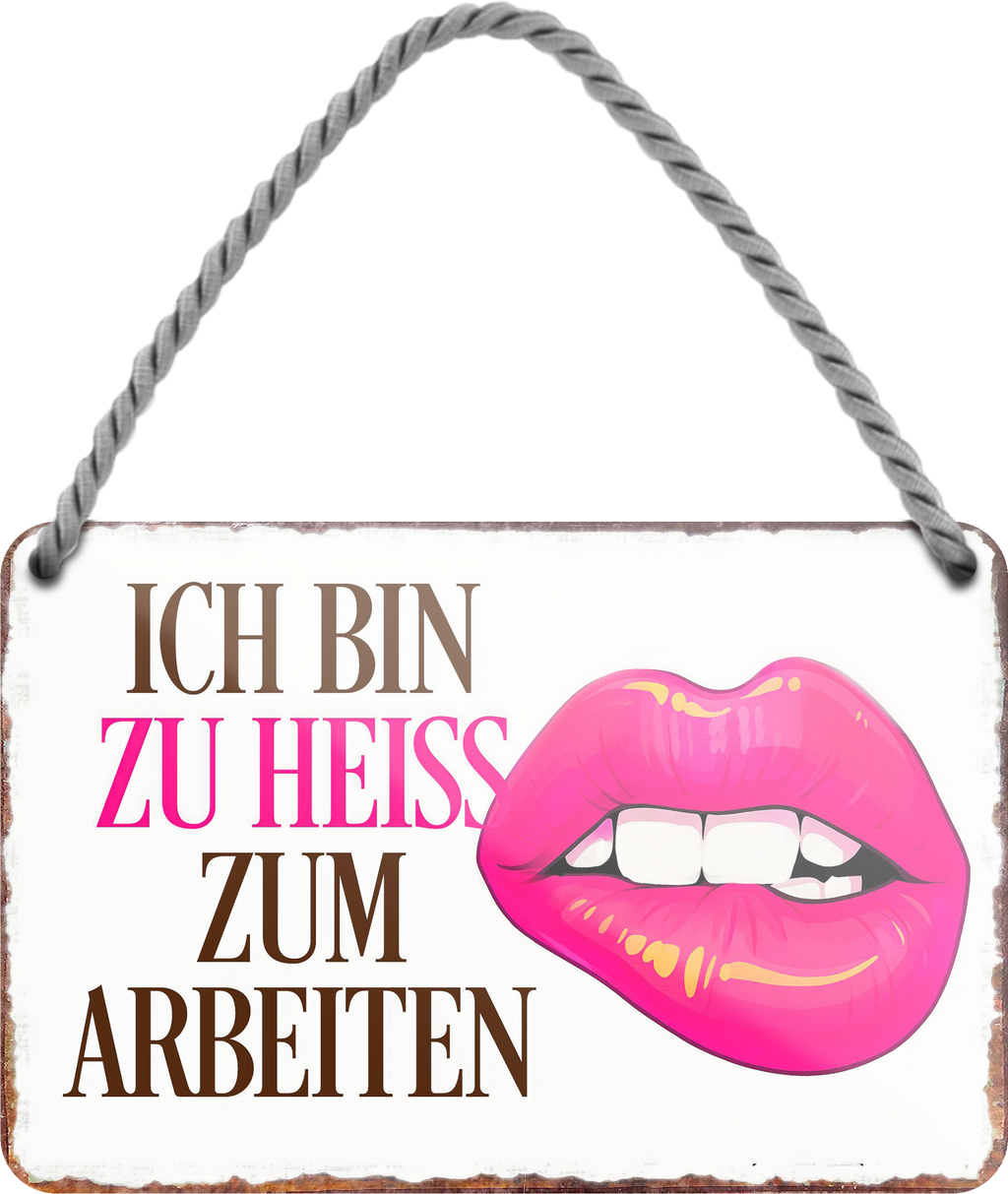 4252024255959		 ''Ich bin zu heiss zum arbeiten''
Schilderstore24 Blechschilder sind perfekt als Geschenk zu Weihnachten, Geburtstage, Feiern, Partys, Grillabende, Namenstag, Feiertag, Mädelsabend, Hochzeit. Jederzeit stilvoll im Wohnzimmer, Partykeller, Garage, Praxis, Büro, gemeinsam, kuscheln Sex küssen gefühle Zweideutig lächeln liebe sinnlich schnulzig romantisch pinup