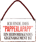 4252024254969		 ''Ich finde, dass 'Papperlapapp'.. Gegenargument''
Schilderstore24 Blechschilder sind perfekt als Geschenk zu Weihnachten, Geburtstage, Feiern, Partys, Grillabende, Namenstag, Feiertag, Mädelsabend, Hochzeit. Jederzeit stilvoll im Wohnzimmer, Partykeller, Garage, Praxis, Büro, Café, Hauseingang Sarkasmus Ironie Funny Schwarzer Humor faul dumm fun rente lästern teufel