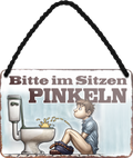 4252024255997		 ''Bitte im Sitzen PINKELN''
Schilderstore24 Blechschilder sind perfekt als Geschenk zu Weihnachten, Geburtstage, Feiern, Partys, Grillabende, Namenstag, Feiertag, Mädelsabend, Hochzeit. Jederzeit stilvoll im Wohnzimmer, Partykeller, Garage, Praxis, Büro, Café, Hauseingang Zuhause WC Open Closed Badezimmer toilette scheißhaus putzen haushalt heim