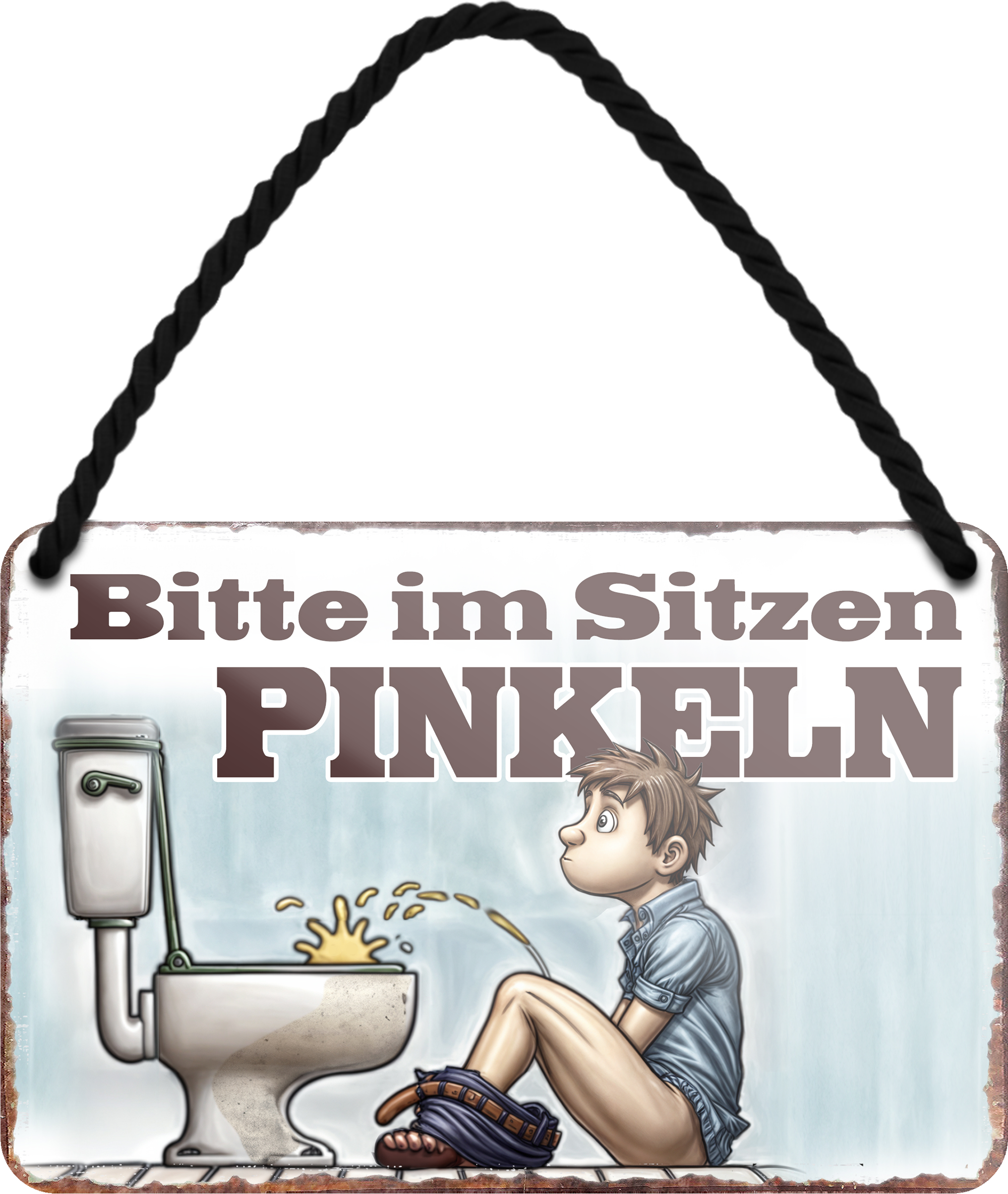 4252024255997		 ''Bitte im Sitzen PINKELN''
Schilderstore24 Blechschilder sind perfekt als Geschenk zu Weihnachten, Geburtstage, Feiern, Partys, Grillabende, Namenstag, Feiertag, Mädelsabend, Hochzeit. Jederzeit stilvoll im Wohnzimmer, Partykeller, Garage, Praxis, Büro, Café, Hauseingang Zuhause WC Open Closed Badezimmer toilette scheißhaus putzen haushalt heim