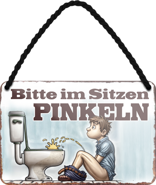 4252024255997		 ''Bitte im Sitzen PINKELN''
Schilderstore24 Blechschilder sind perfekt als Geschenk zu Weihnachten, Geburtstage, Feiern, Partys, Grillabende, Namenstag, Feiertag, Mädelsabend, Hochzeit. Jederzeit stilvoll im Wohnzimmer, Partykeller, Garage, Praxis, Büro, Café, Hauseingang Zuhause WC Open Closed Badezimmer toilette scheißhaus putzen haushalt heim